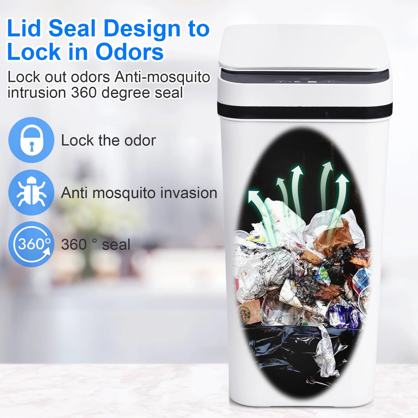 NONECN 2 Pack Touchless Bathroom Trash Cans With Lid