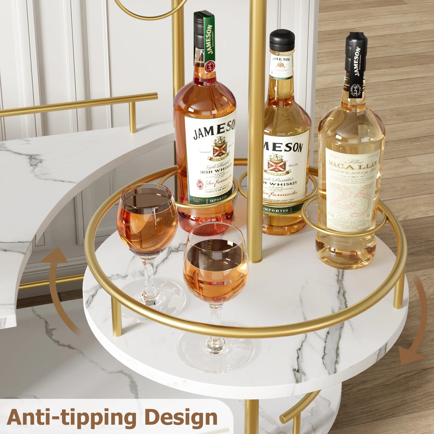 TWISTER.CK Bar Cart With 4 Tier Storage On Wheels Serving