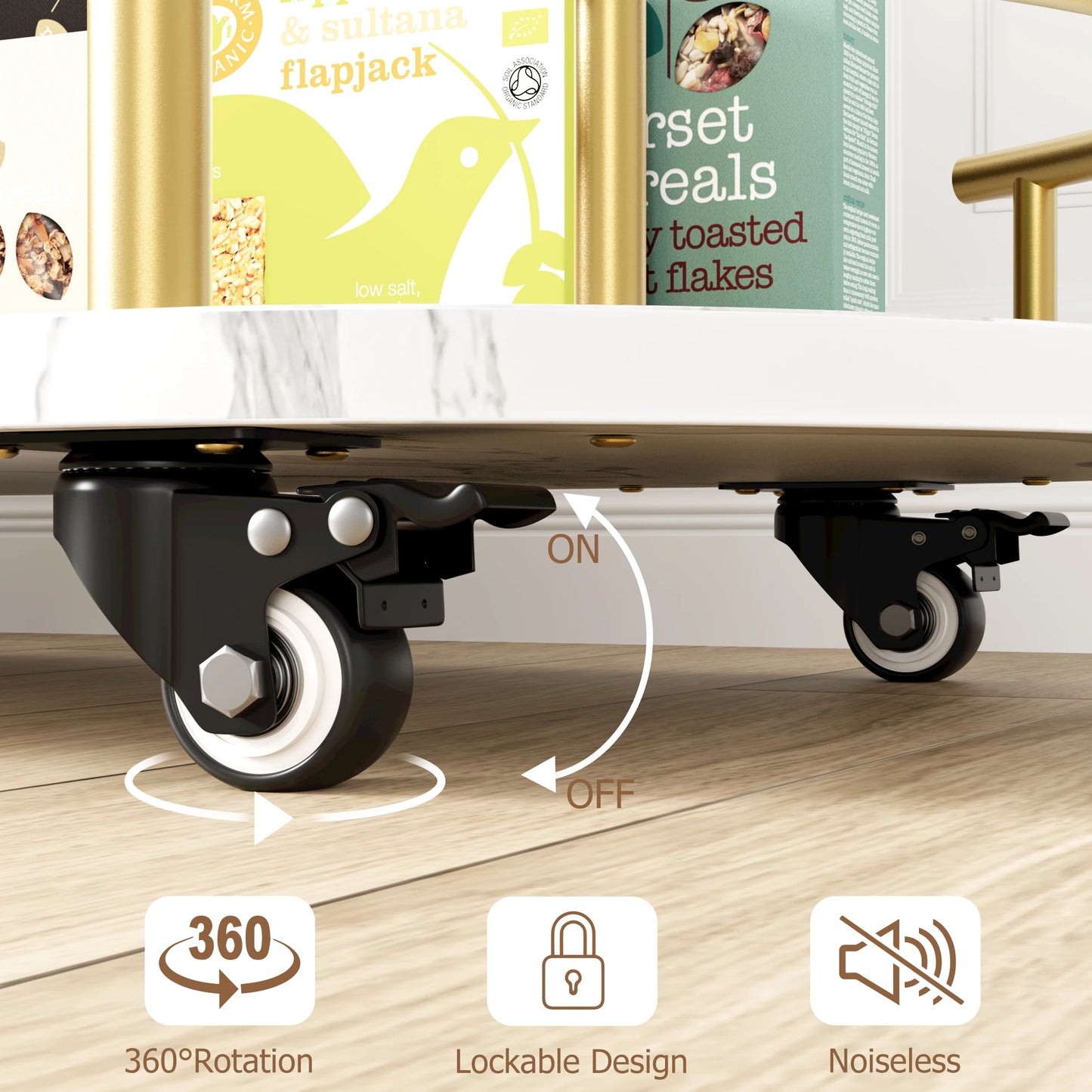 TWISTER.CK Bar Cart With 4 Tier Storage On Wheels Serving