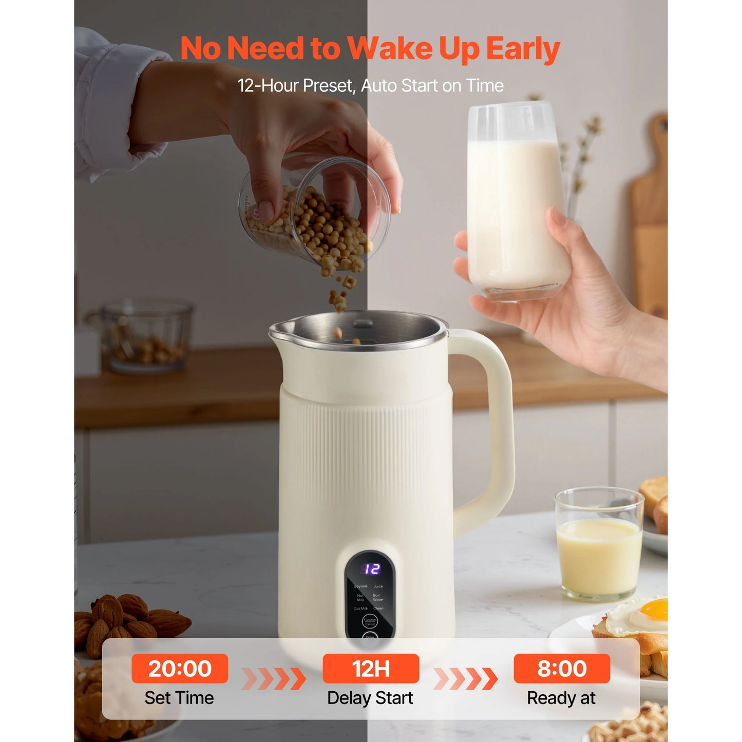 VEVOR 8-in-1 Nut Milk Maker With Self-Cleaning Function
