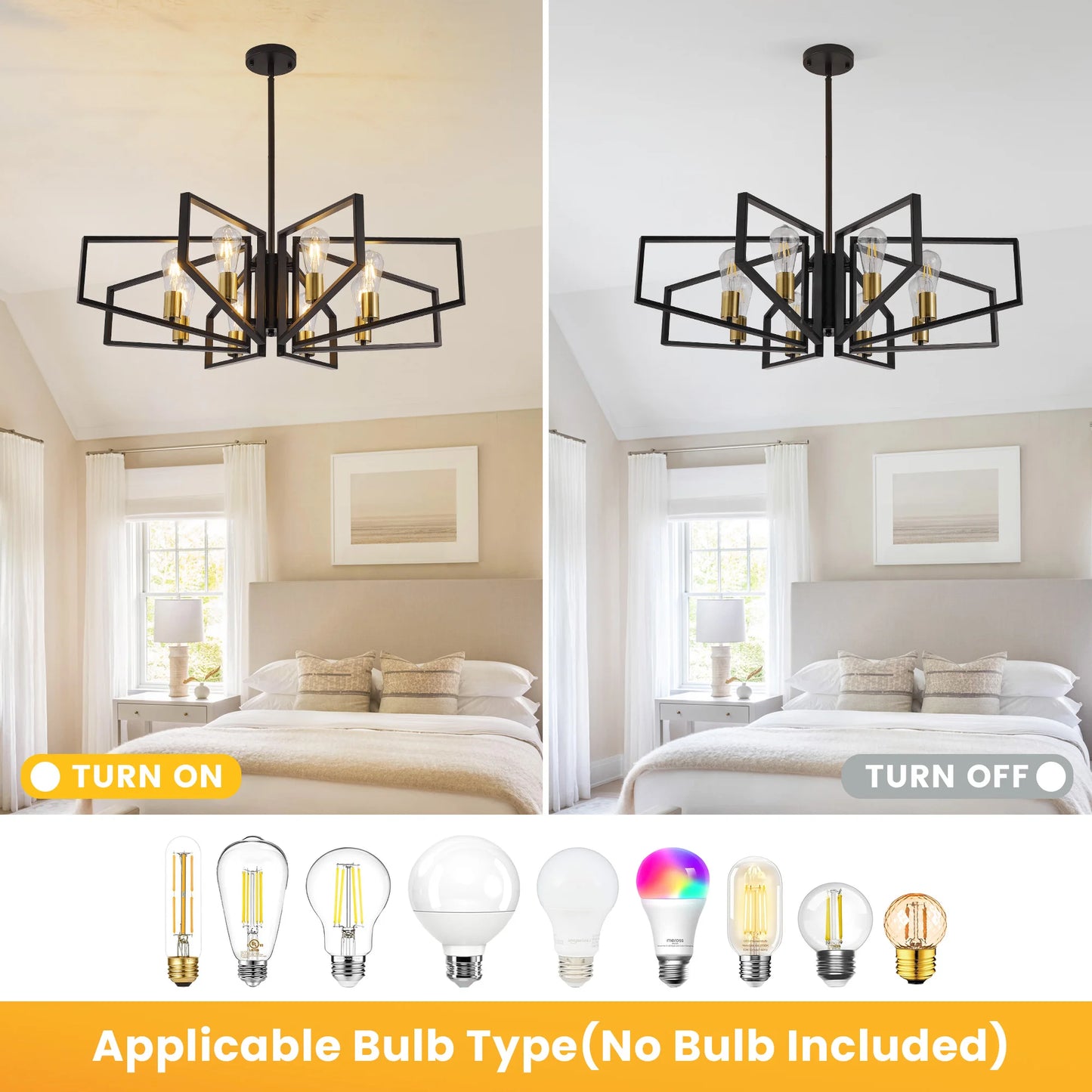 Geometric Eight Light Pendant Chandelier With Adjustable Height