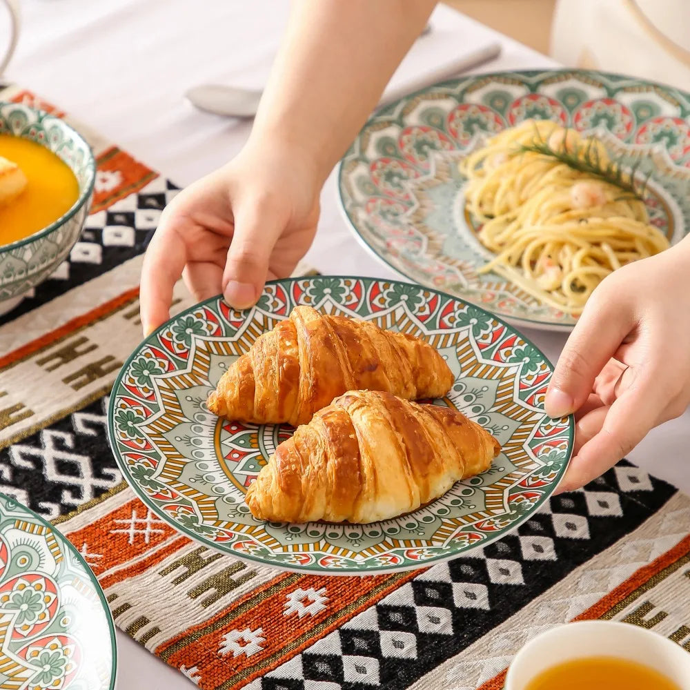 MALACASA Bohemian Mandala Porcelain Dinnerware Set Collection