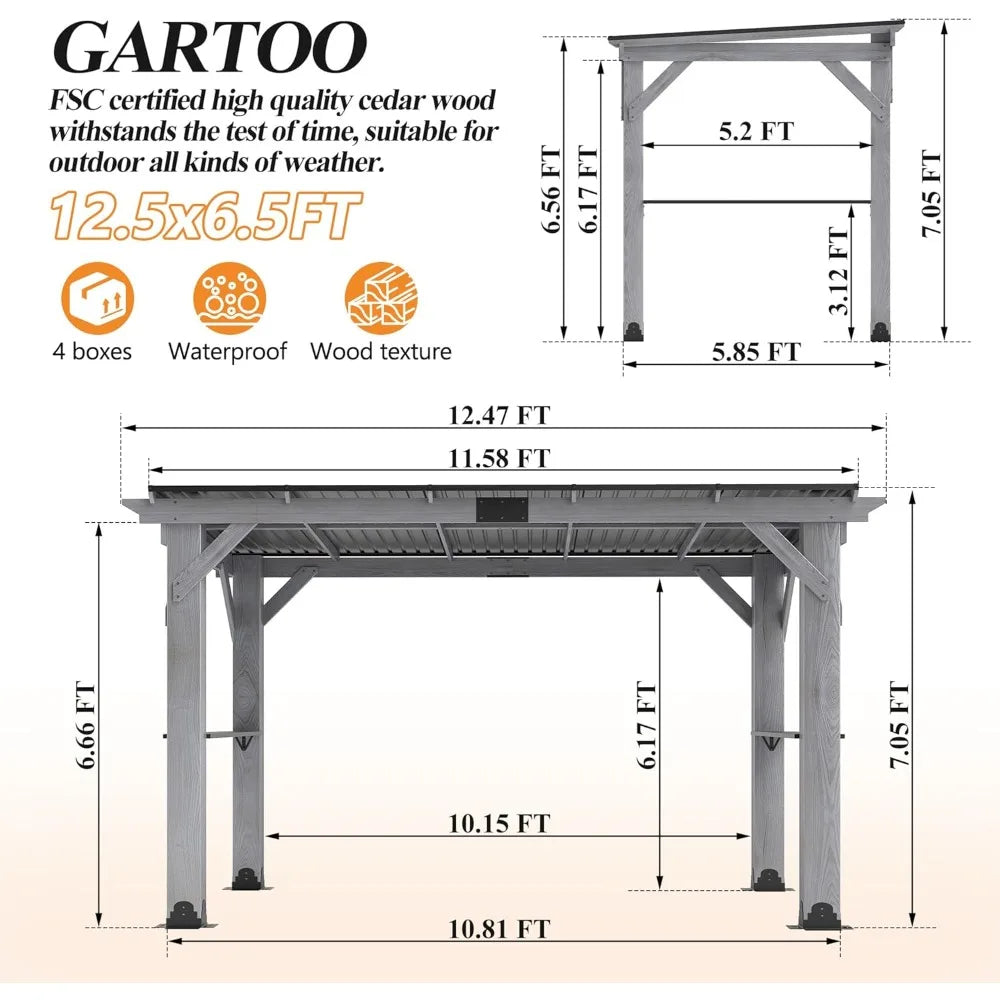 12.5'x6.5' Outdoor Grill Gazebo
