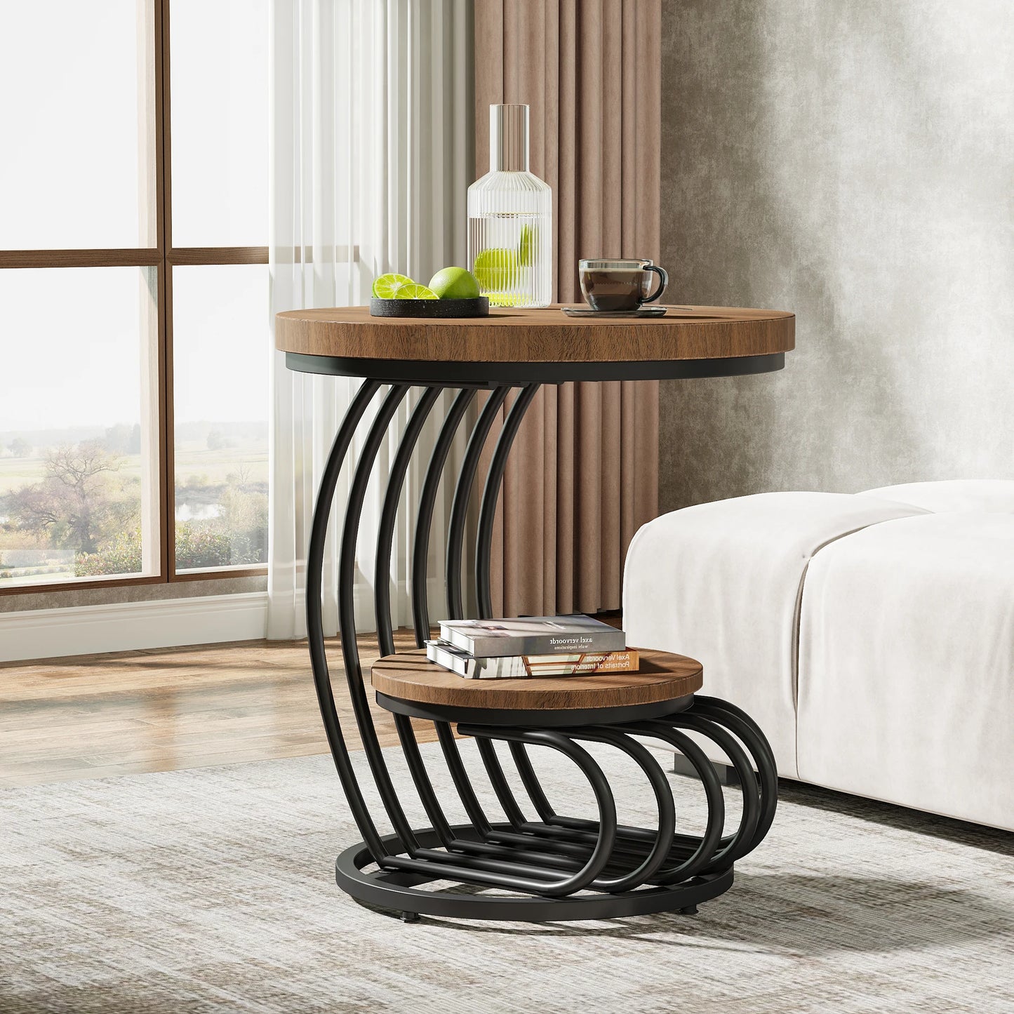 Tribesigns 2 Tier Faux Marble End Table With Storage Shelf