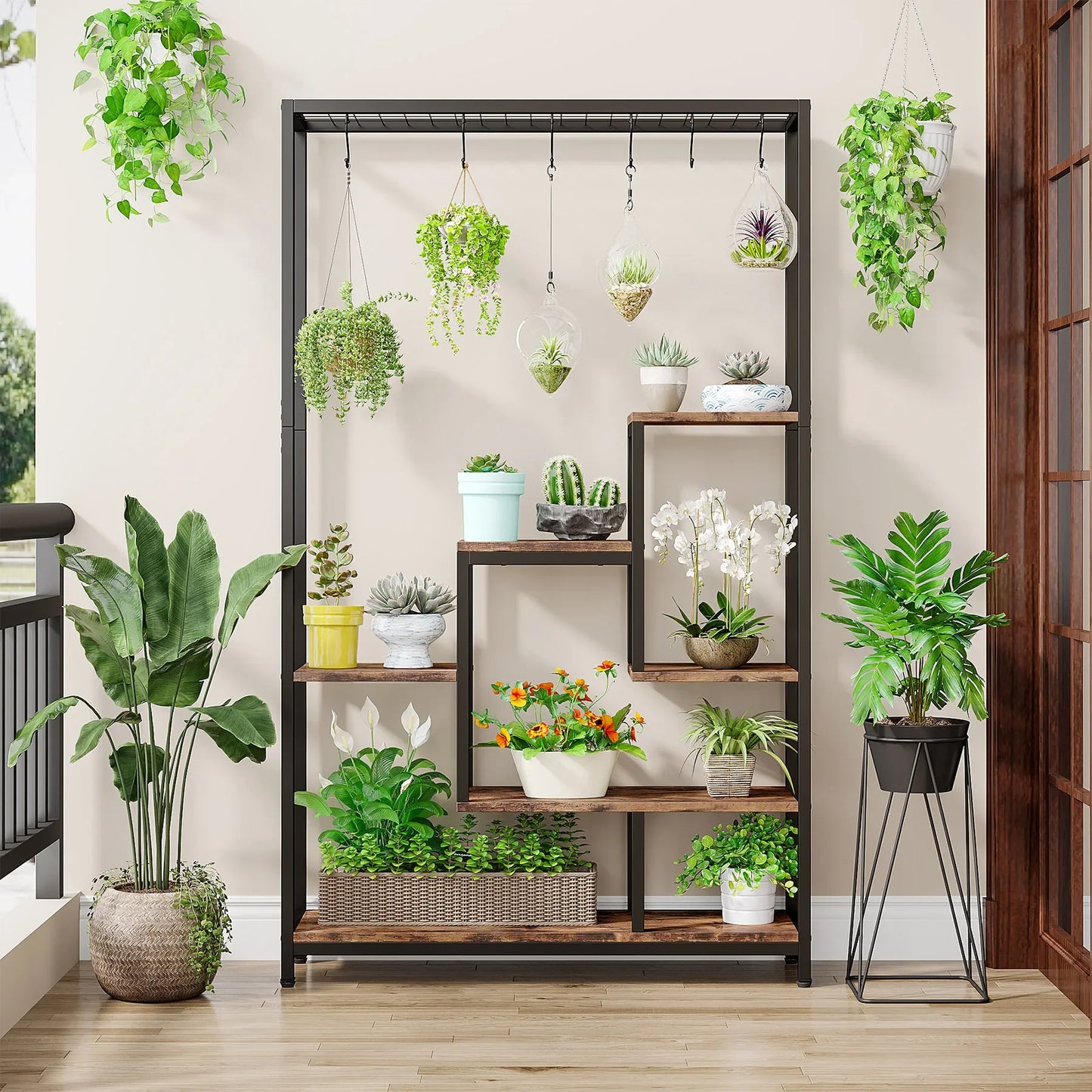 Tribesigns 5-Tier Indoor Plant Stand With Hanging Hooks