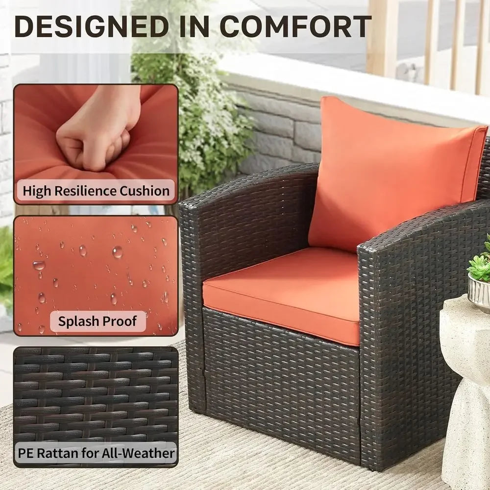 All-Weather PE Rattan Patio Sectional Set With Storage Coffee Table Outdoor
