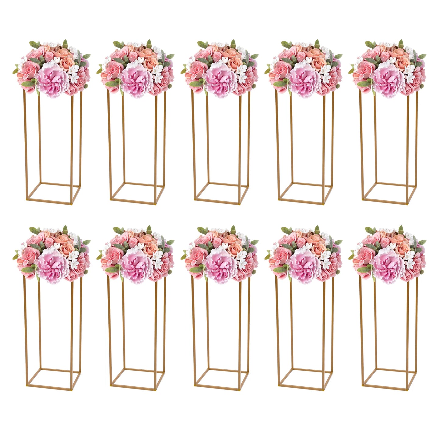 Gold Metal Wedding Flower Stand Set 10 Pieces Balloon Display