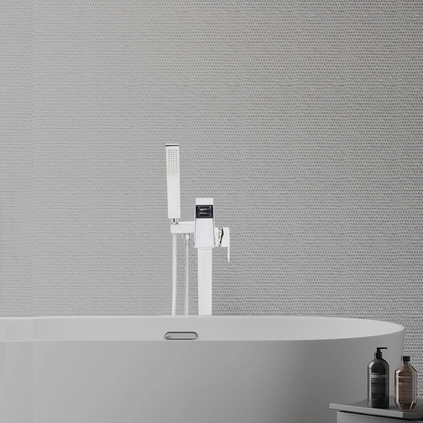 Freestanding Bath Tap, Tap w/ Hand Shower, Bath Tap Bathtub Shower Faucets Floor Standing Faucet  Waterfall Mixer