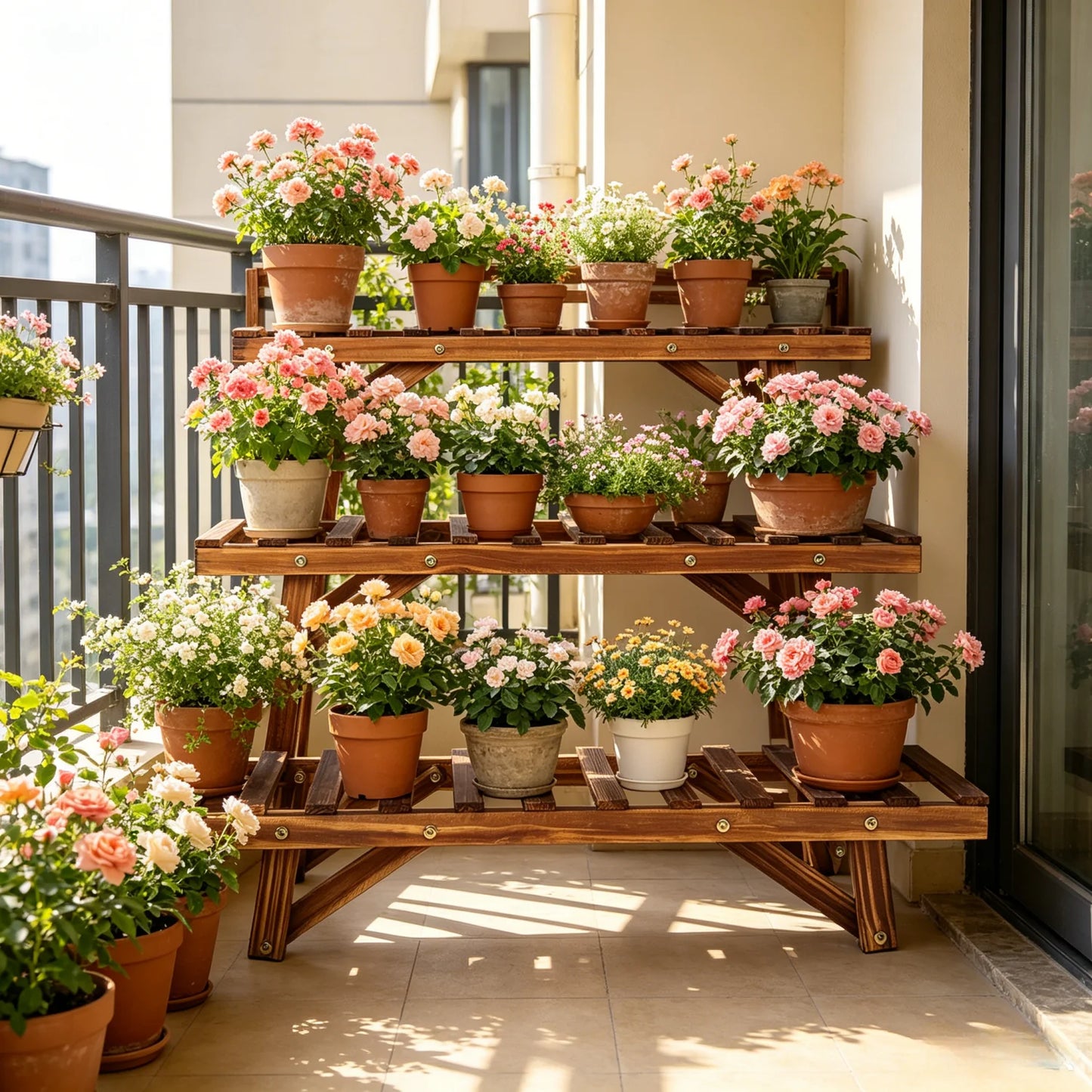 Wood 3-Tier Plant Stand Ladder Shelf for Home Decor