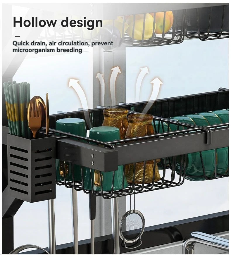 Space Saving Over Sink Dish Drying Rack Knife Holder Utensil Hooks