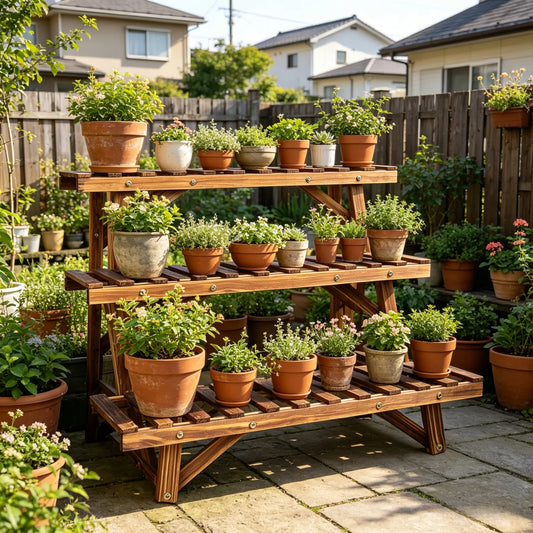 Wood 3-Tier Plant Stand Ladder Shelf for Home Decor