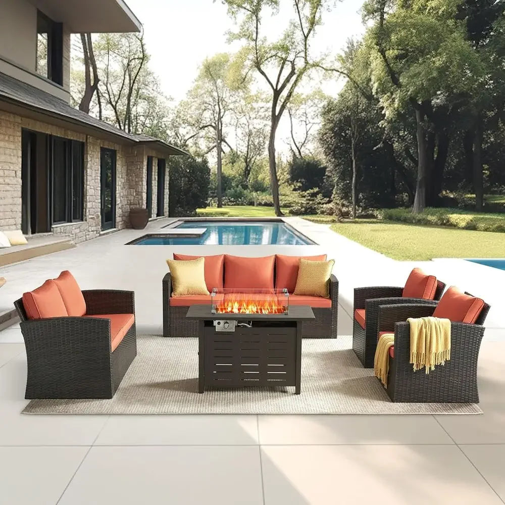 All-Weather PE Rattan Patio Sectional Set With Storage Coffee Table Outdoor