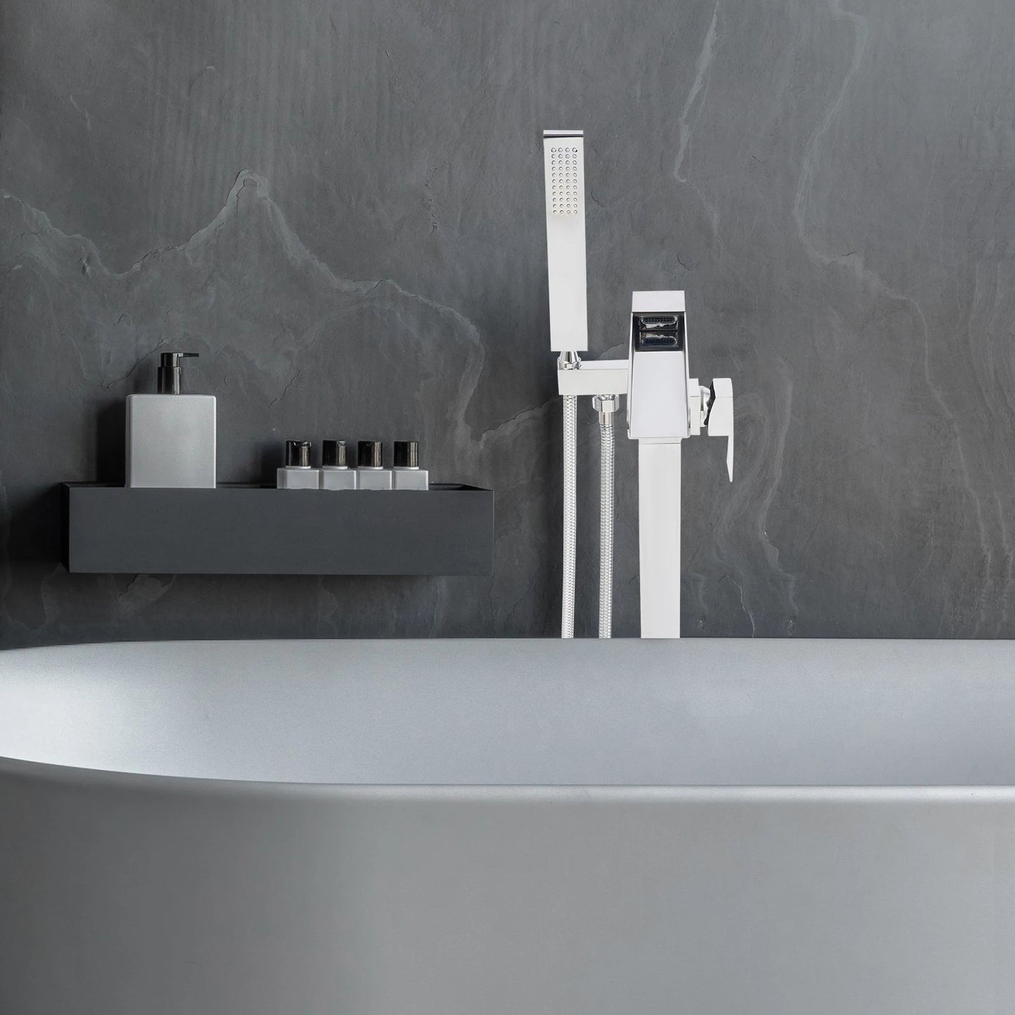 Freestanding Bath Tap, Tap w/ Hand Shower, Bath Tap Bathtub Shower Faucets Floor Standing Faucet  Waterfall Mixer
