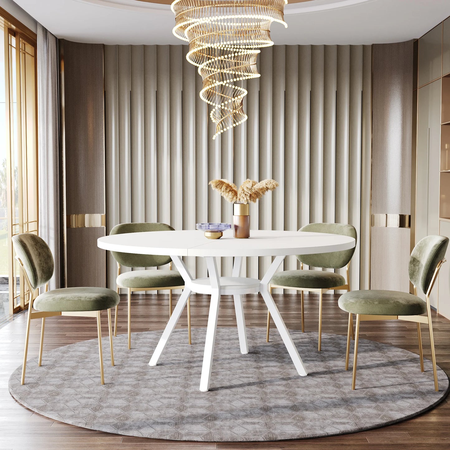 Tribesigns Round Dining Table For 4-6 People Farmhouse Kitchen