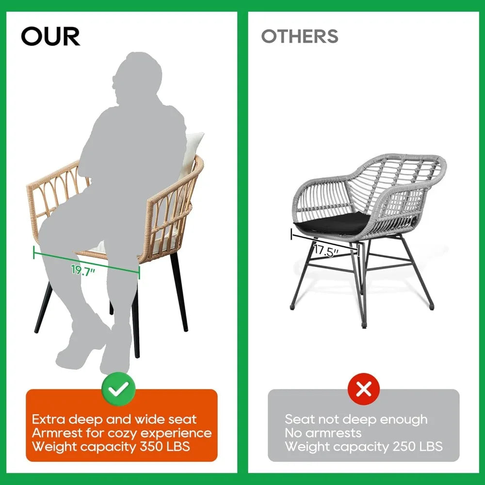 Outdoor Wicker Bistro Set For Balcony Patio Poolside
