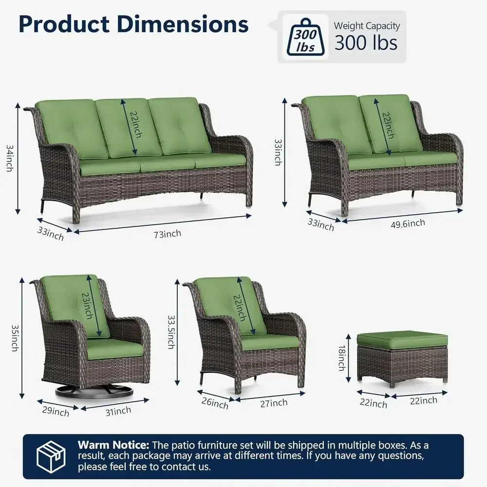 3-Piece Wicker Patio Furniture Set With 2 Swivel Chairs And Side Table