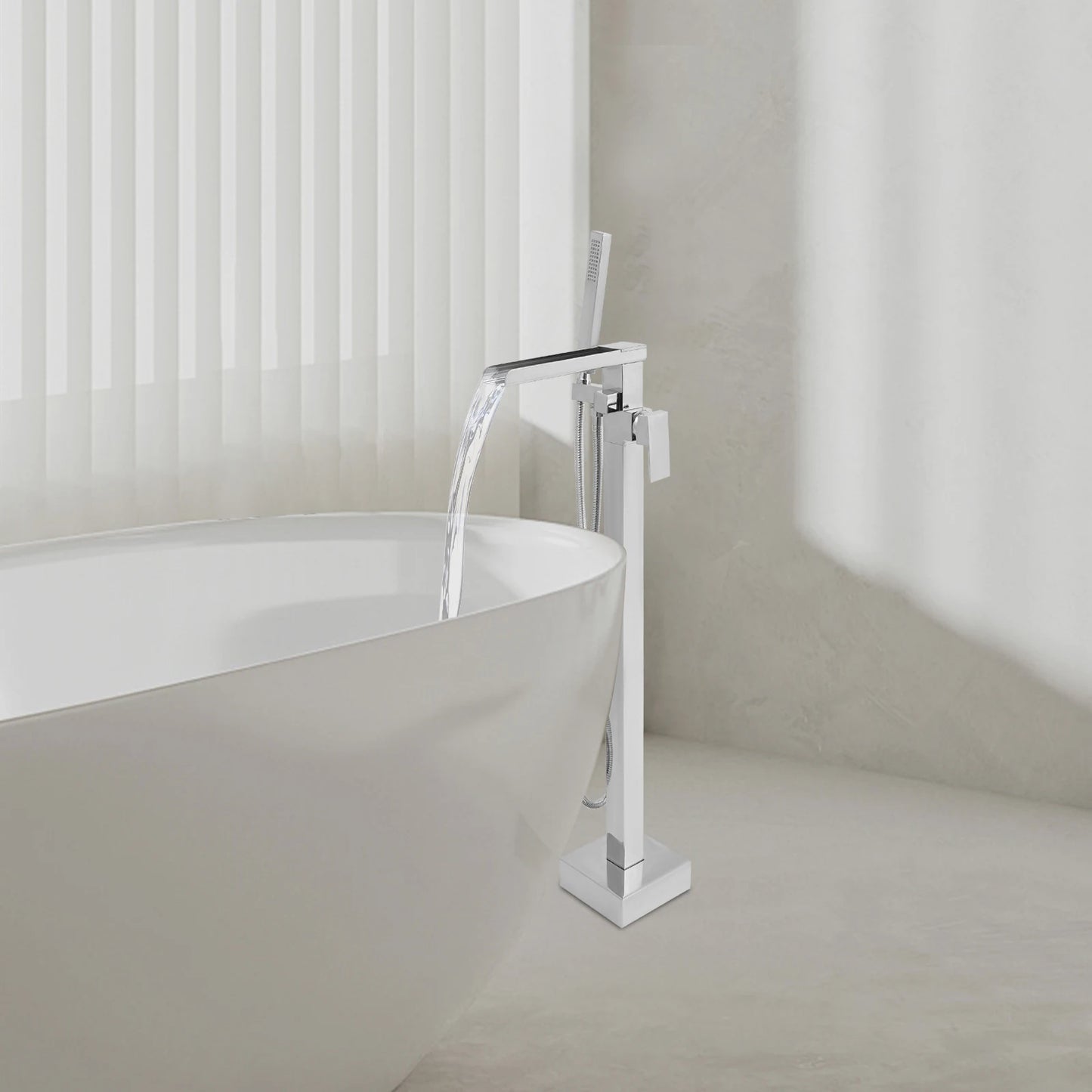 Freestanding Bath Tap, Tap w/ Hand Shower, Bath Tap Bathtub Shower Faucets Floor Standing Faucet  Waterfall Mixer