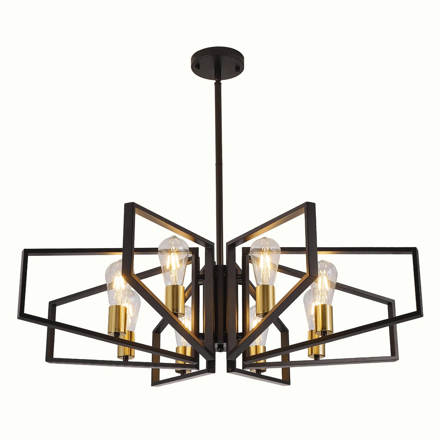 Geometric Eight Light Pendant Chandelier With Adjustable Height
