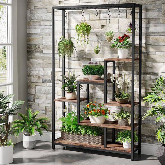 Tribesigns 5-Tier Indoor Plant Stand With Hanging Hooks