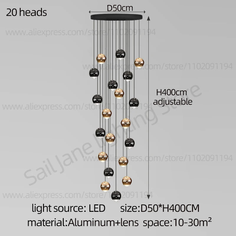 Ceiling Spherical Suspended Staircase Pendent Lamp