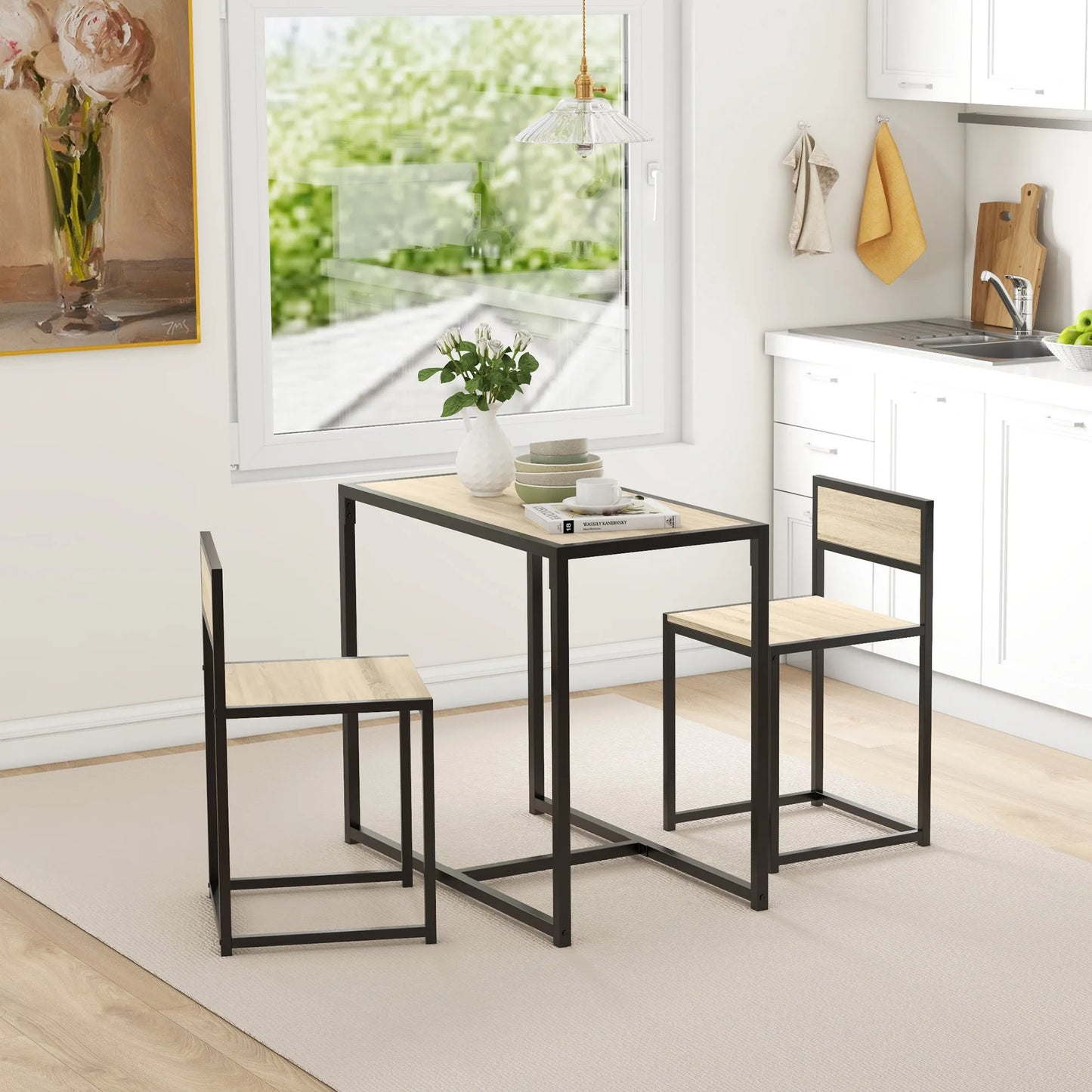 HOMCOM Dining Table Set For Two With Chairs Compact Kitchen Furniture