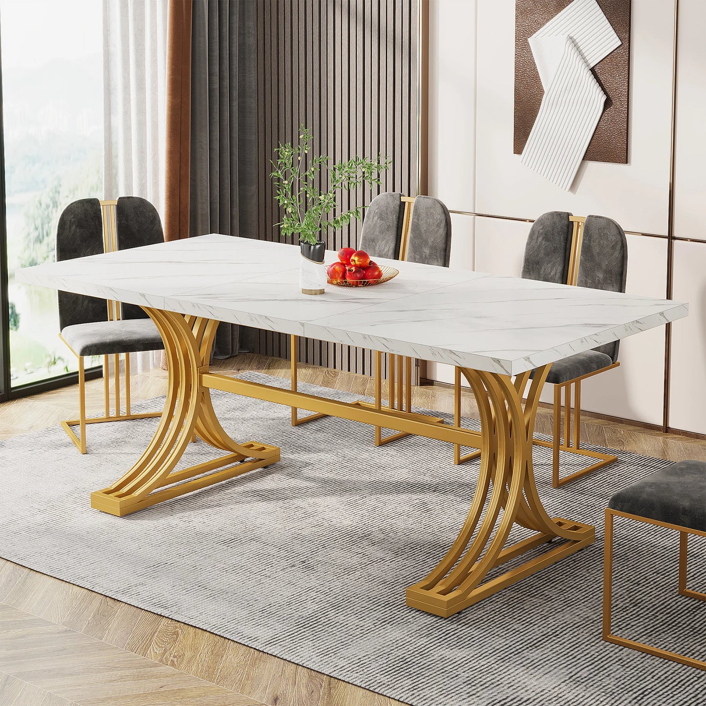 Tribesigns Modern Faux Marble Rectangular Dining Table