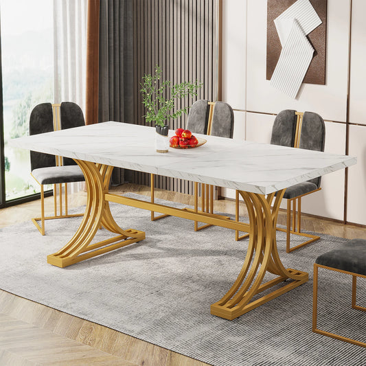Tribesigns Modern Faux Marble Rectangular Dining Table