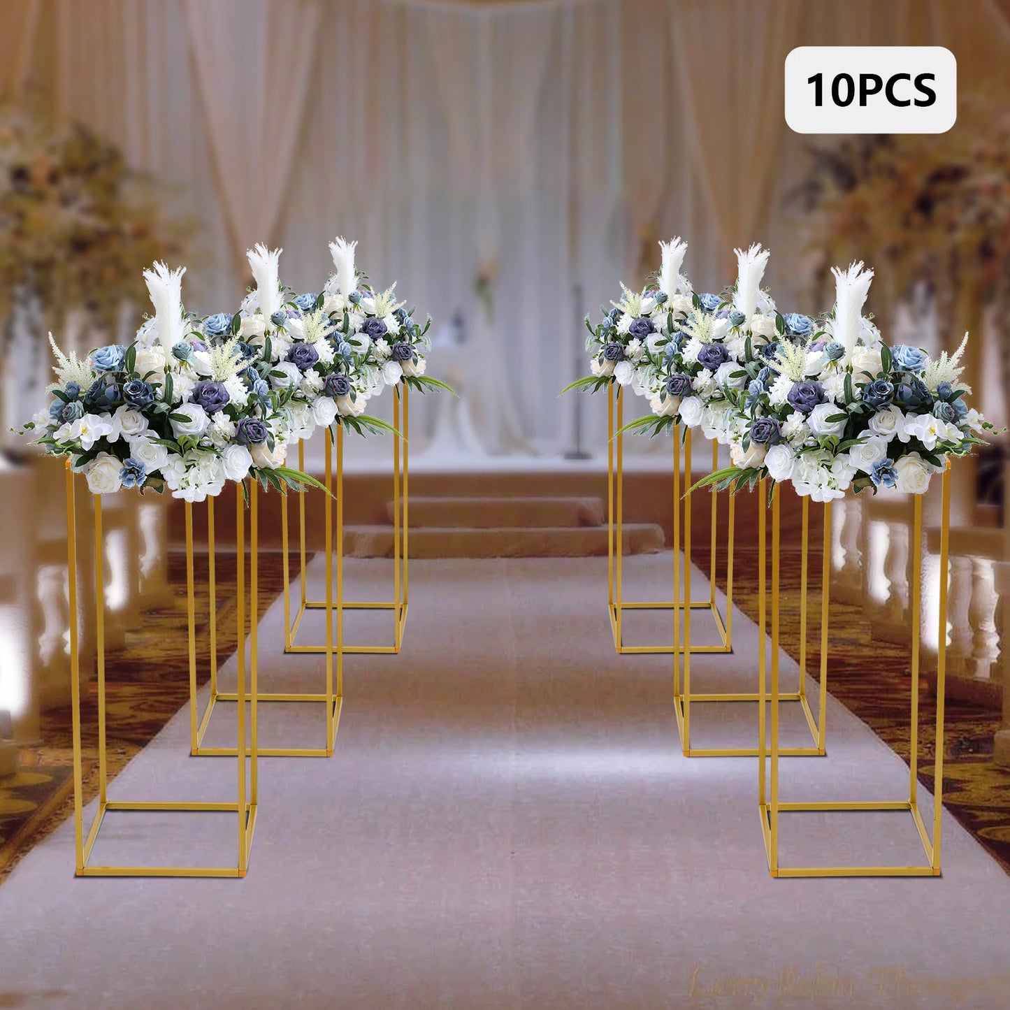 Gold Metal Wedding Flower Stand Set 10 Pieces Balloon Display