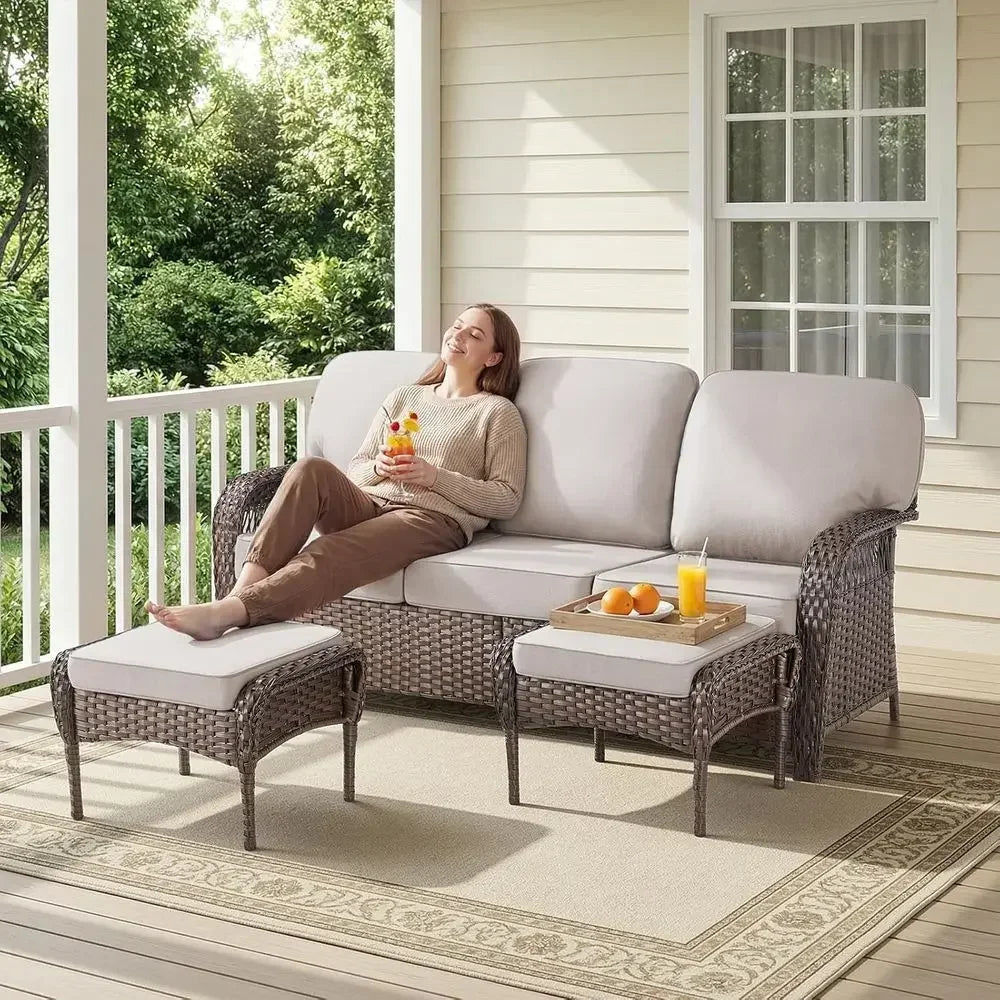 Luxury Outdoor High Back Sofa All Weather Wicker