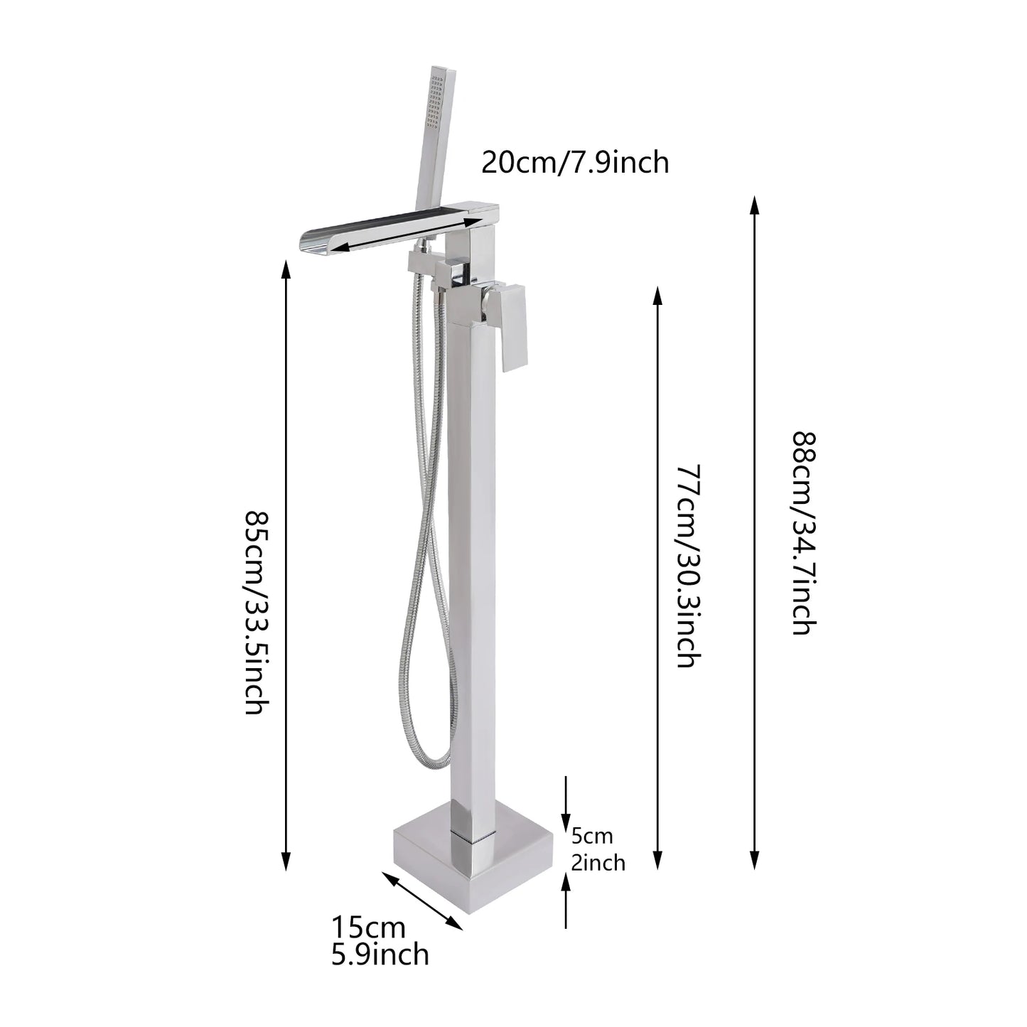 Freestanding Bath Tap, Tap w/ Hand Shower, Bath Tap Bathtub Shower Faucets Floor Standing Faucet  Waterfall Mixer