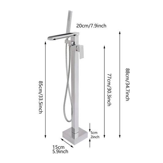 Freestanding Bath Tap, Tap w/ Hand Shower, Bath Tap Bathtub Shower Faucets Floor Standing Faucet  Waterfall Mixer