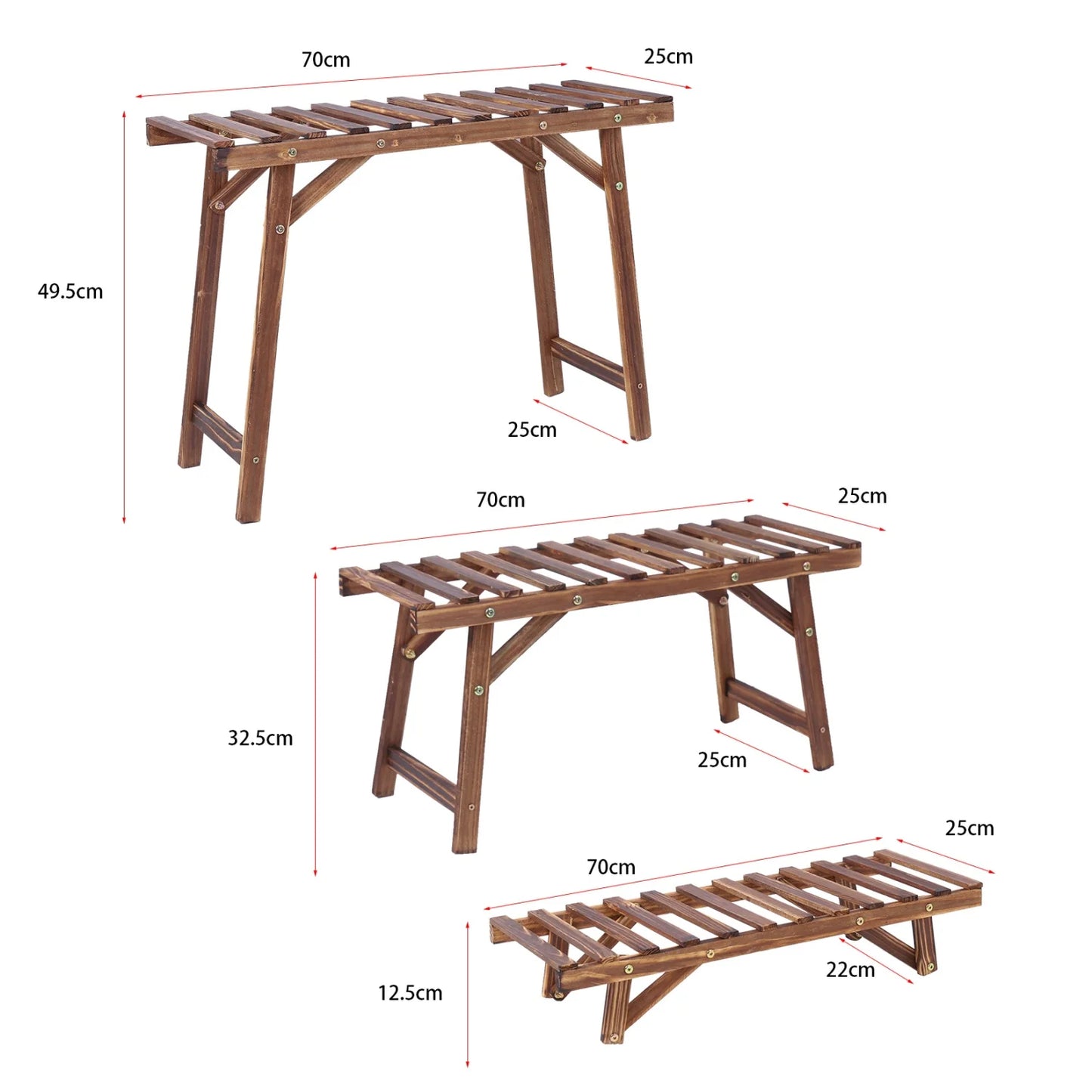 Wood 3-Tier Plant Stand Ladder Shelf for Home Decor