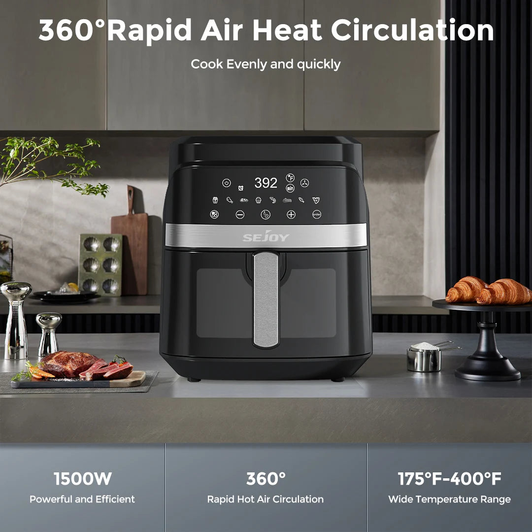 Sejoy Air Fryer 8 In 1 Ceramic Coating With Precise Heating