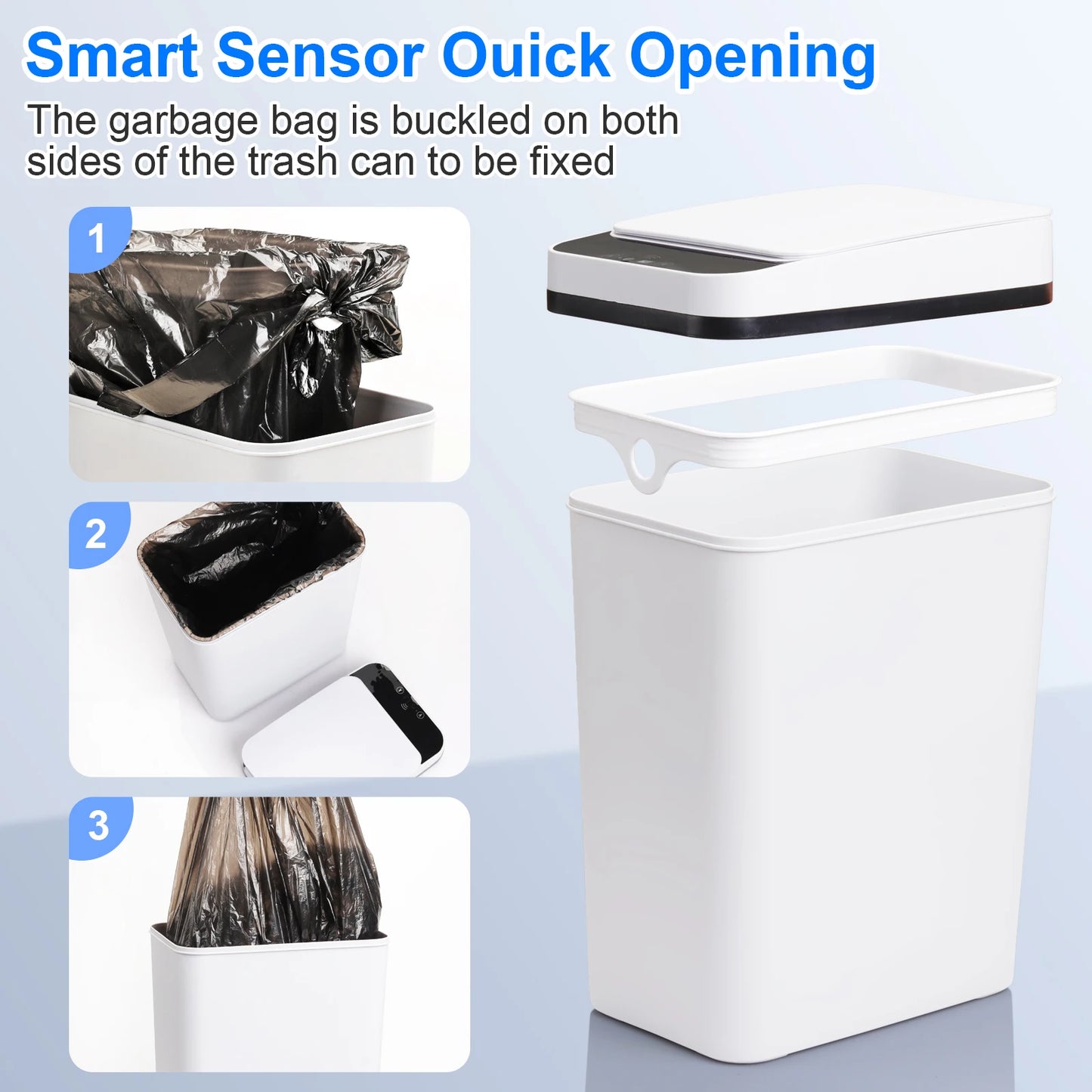 NONECN 2 Pack Touchless Bathroom Trash Cans With Lid