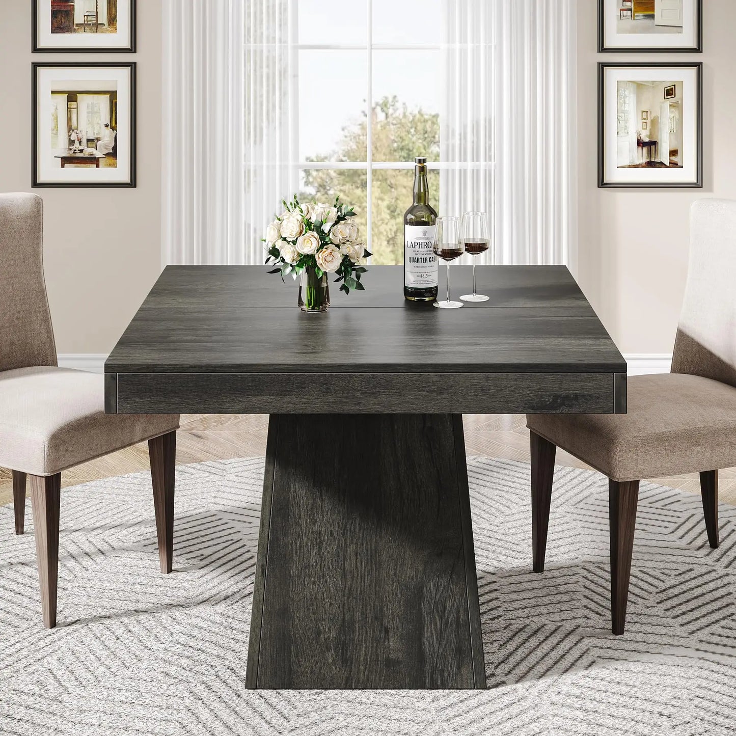 Tribesigns Square Dining Table With Sturdy Pedestal Base