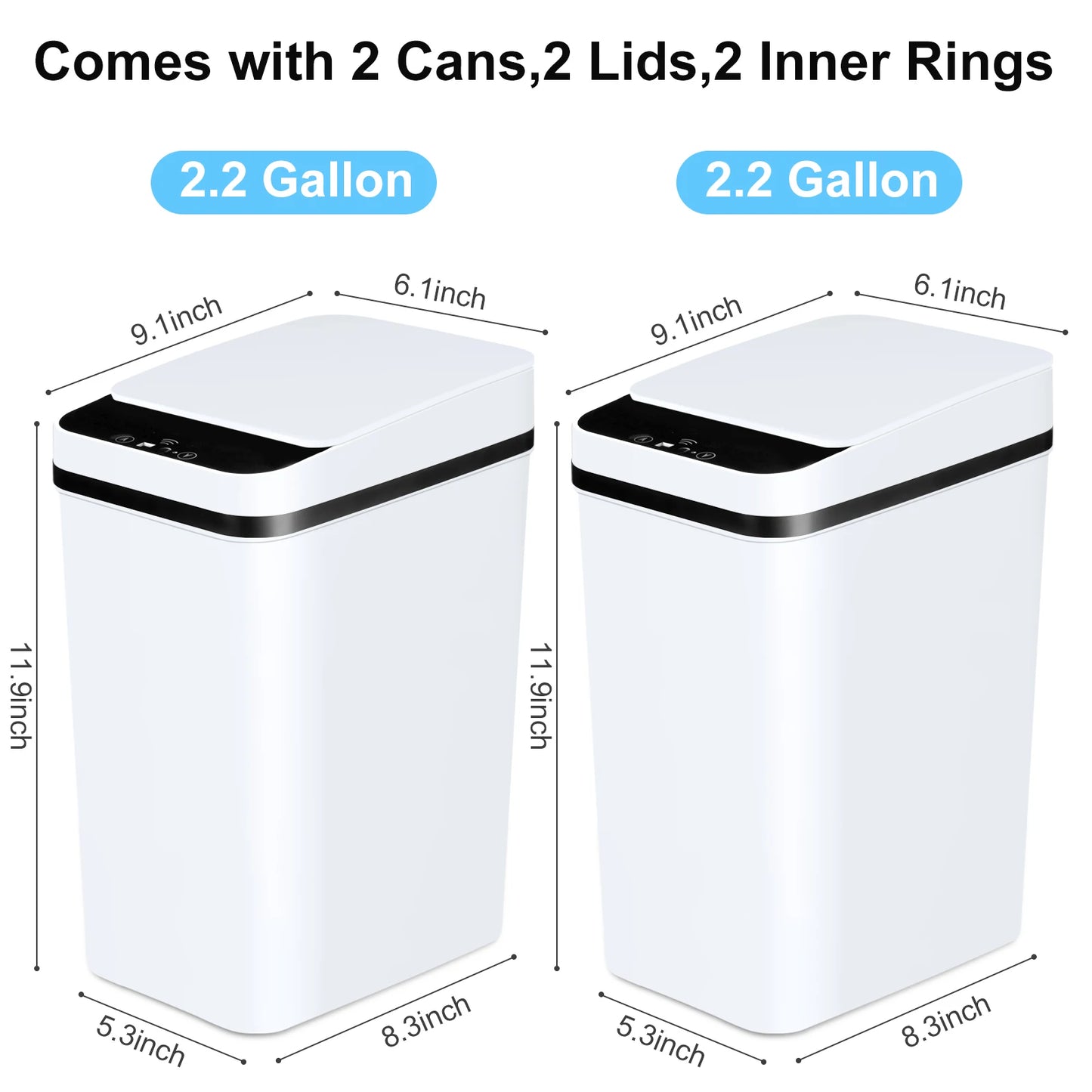 NONECN 2 Pack Touchless Bathroom Trash Cans With Lid