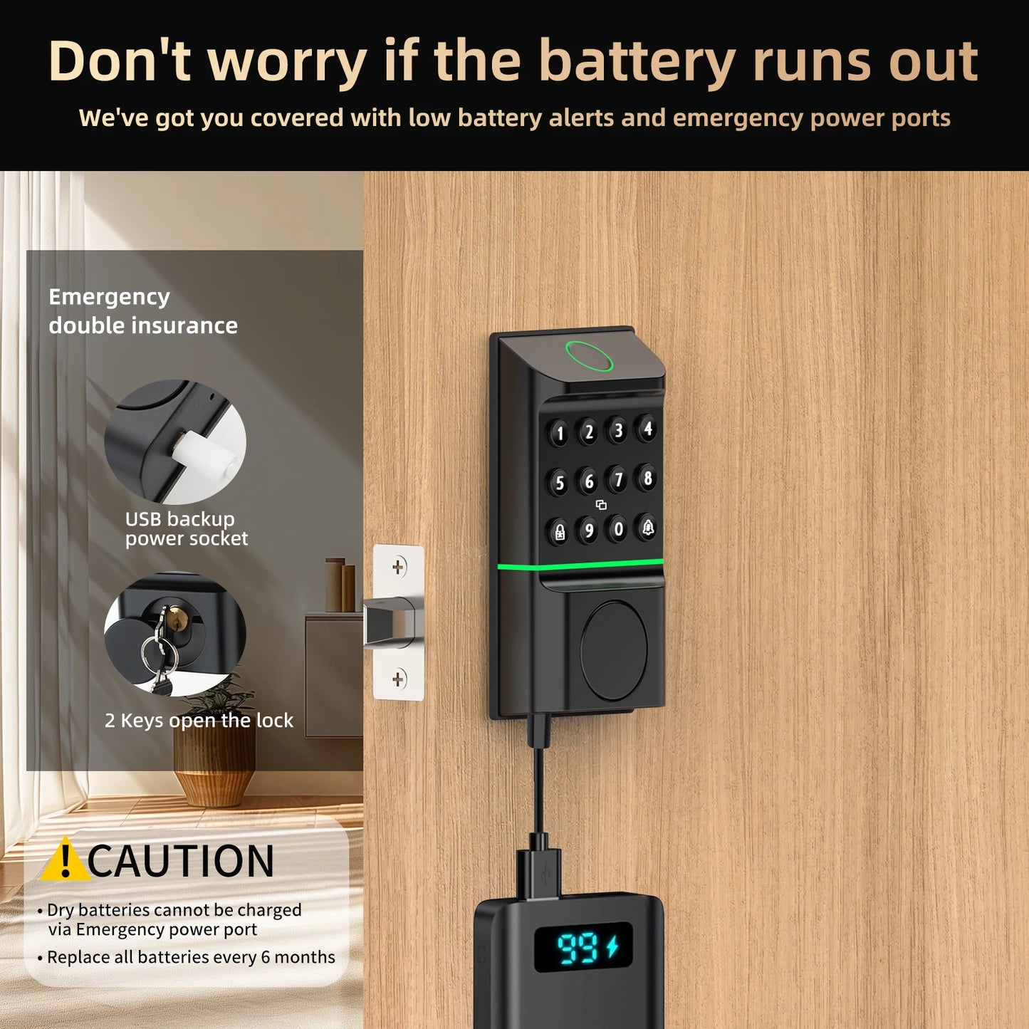 Viladepot Smart Lock Biometric Fingerprint Door Lock With App Control