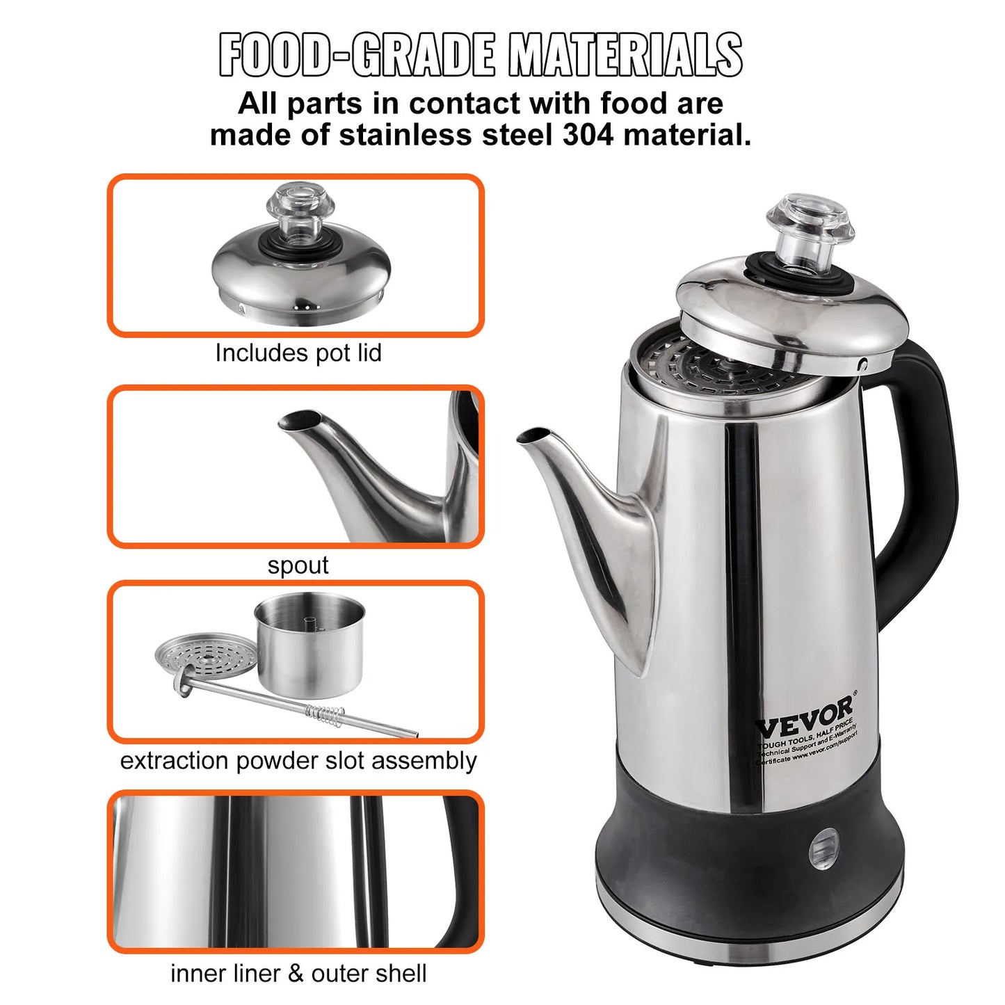 SucceBuy Electric Percolator Coffee Pot With Keep Warm