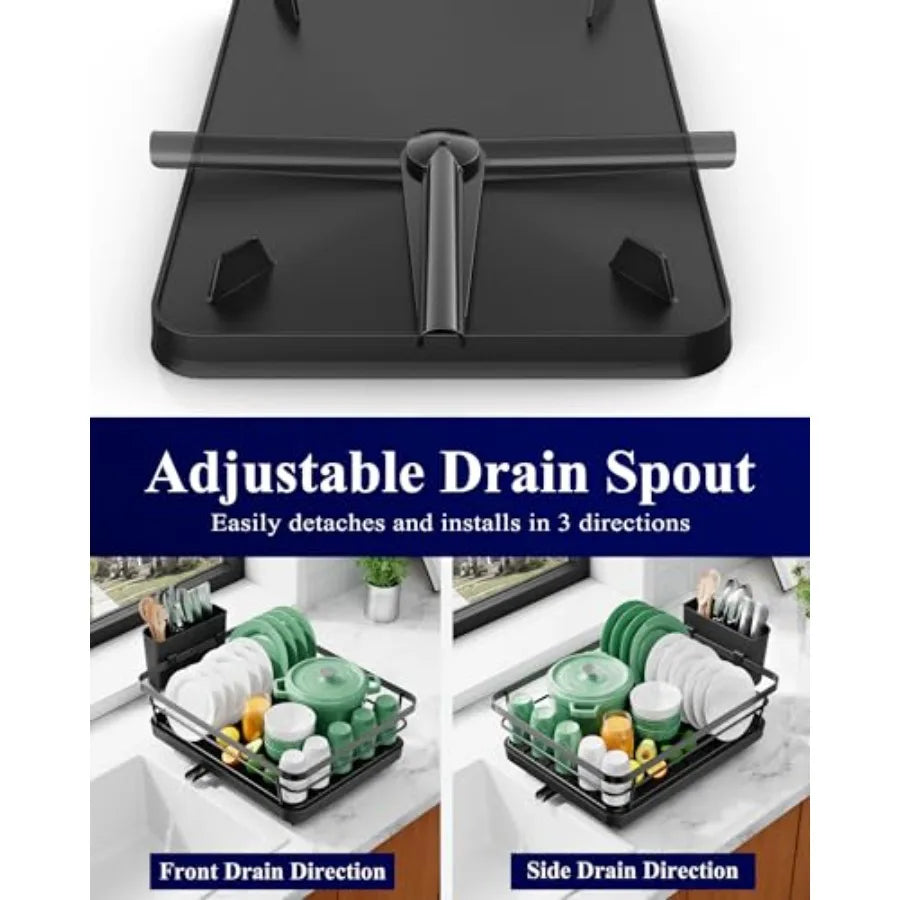 Stainless Steel Dish Drying Rack With Cutlery Holder