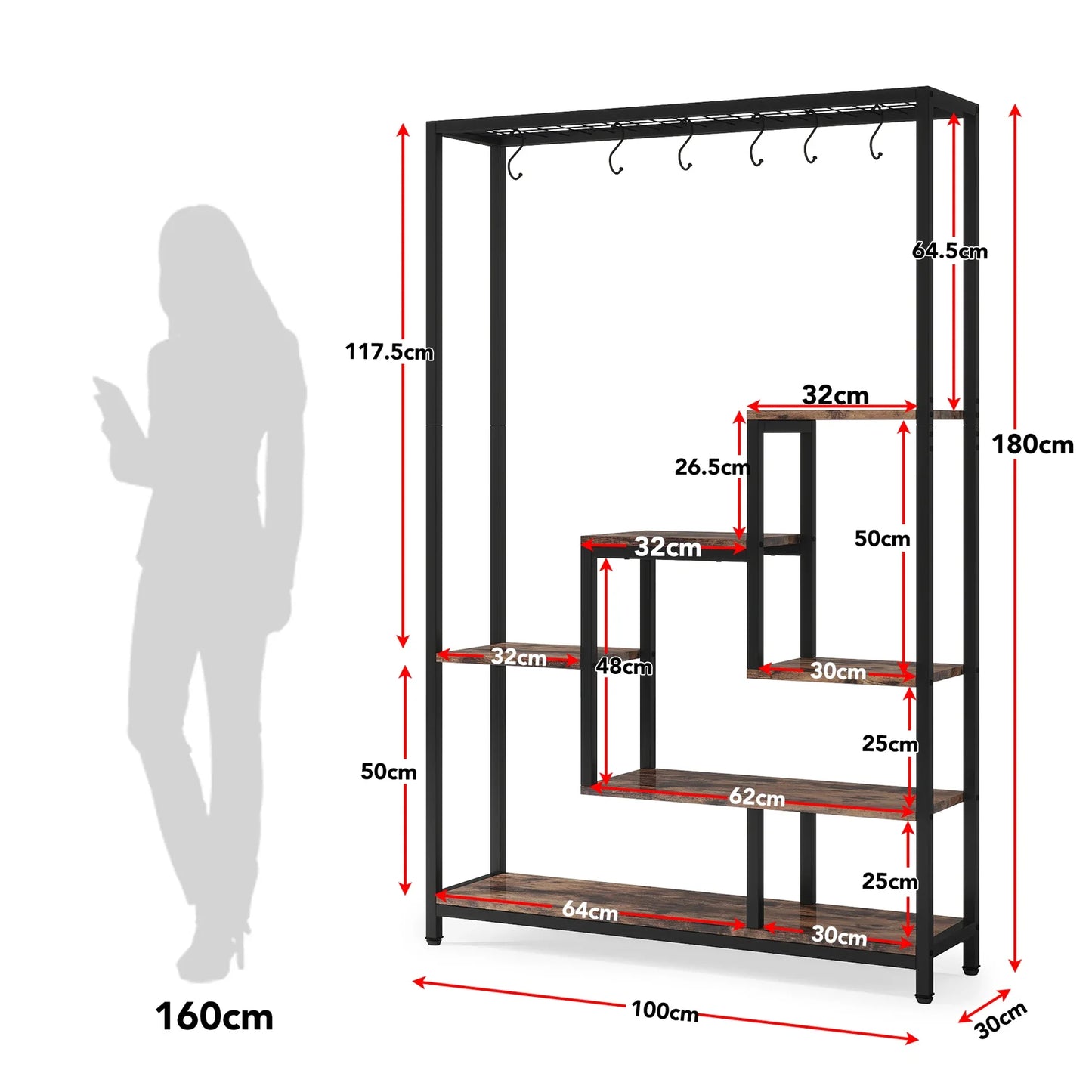 Tribesigns 5-Tier Indoor Plant Stand With Hanging Hooks