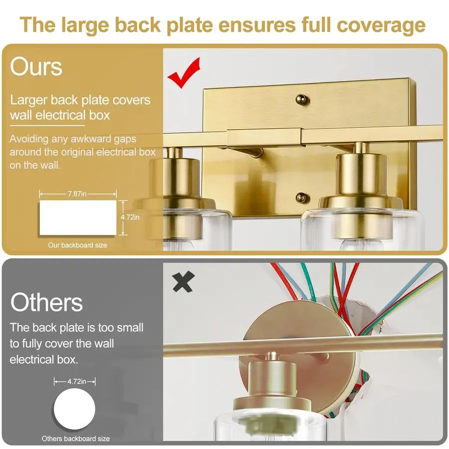 Vanity Lights with Clear Glass Shades, Brushed Gold Bathroom Light Fixtures Over Mirror, Modern Bathroom Wall Lamp for Mirror Li
