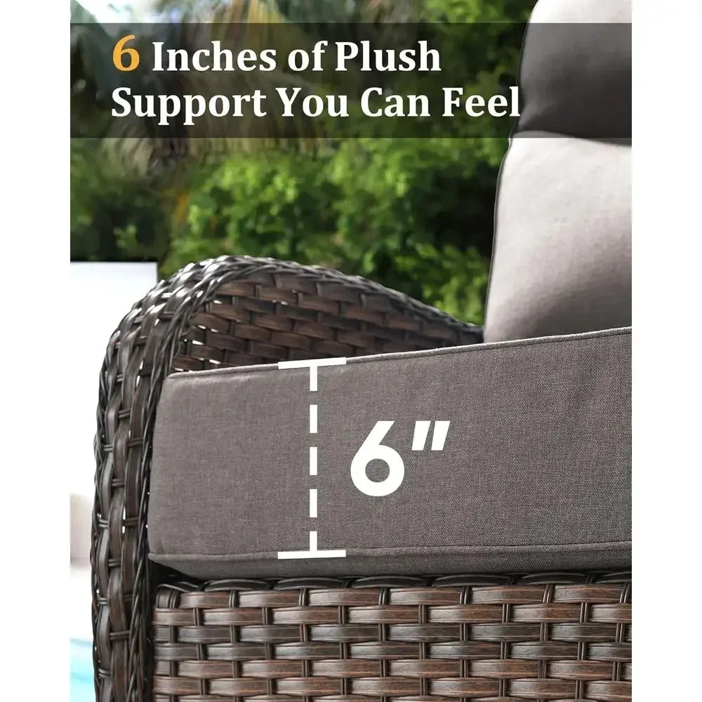 Outdoor Wicker Sofa Set 3-Piece Cushions Weather-Resistant
