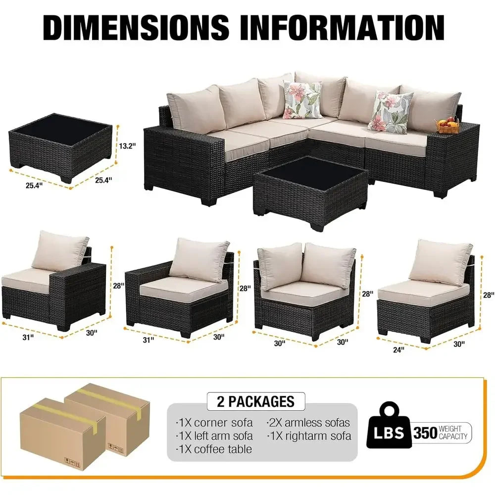 Outdoor Wicker Patio Furniture Set With Cushions And Coffee Table