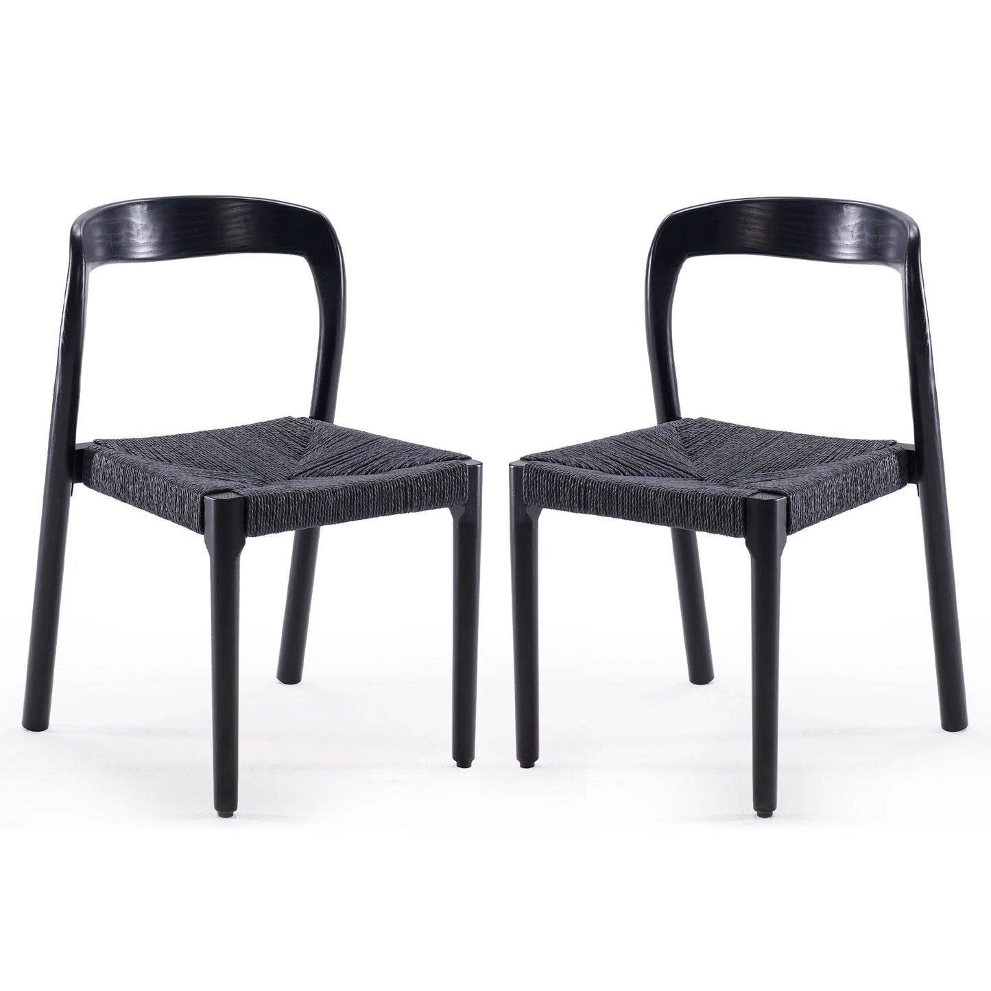 FARINI Set of 2 Ash Wood Stackable Dining Chairs Modern