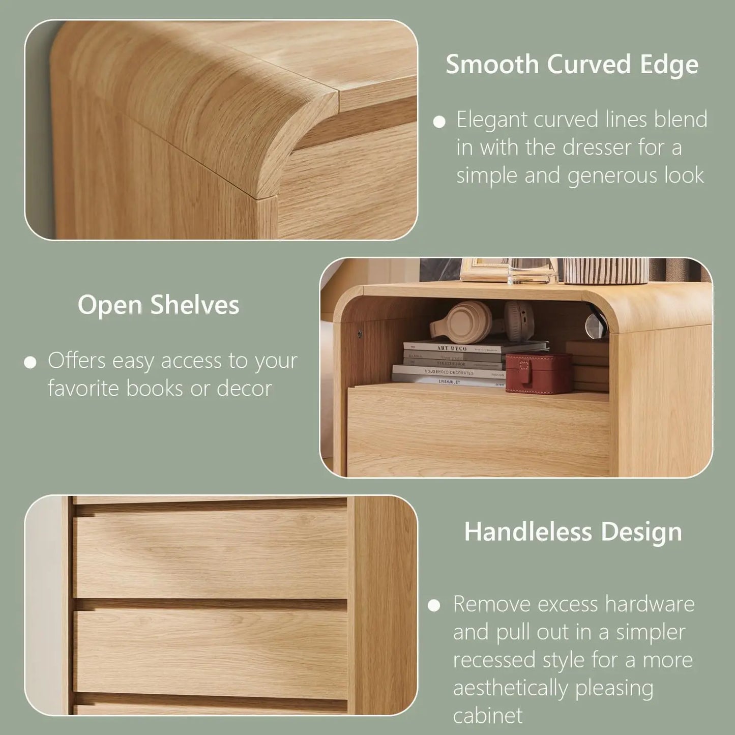 25" Tall Modern Nightstand Set of 2