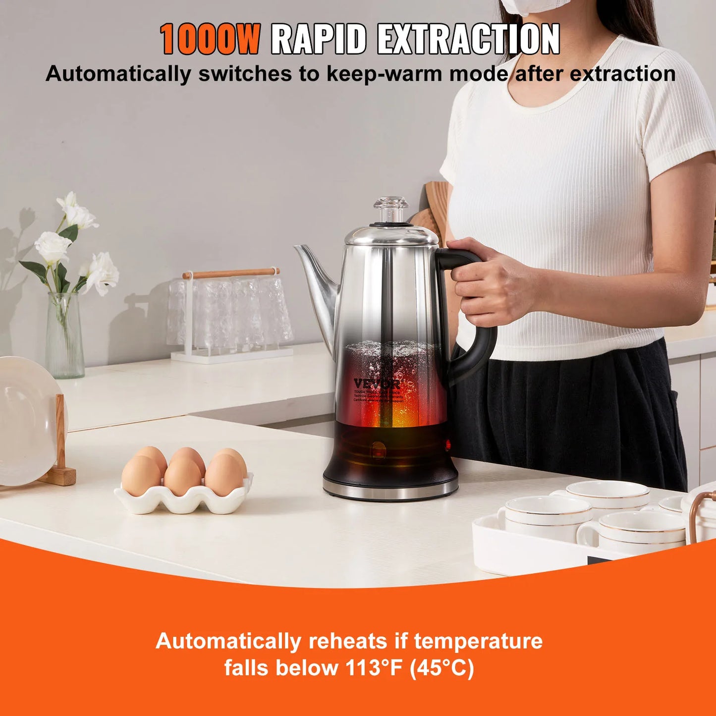 SucceBuy Electric Percolator Coffee Pot With Keep Warm