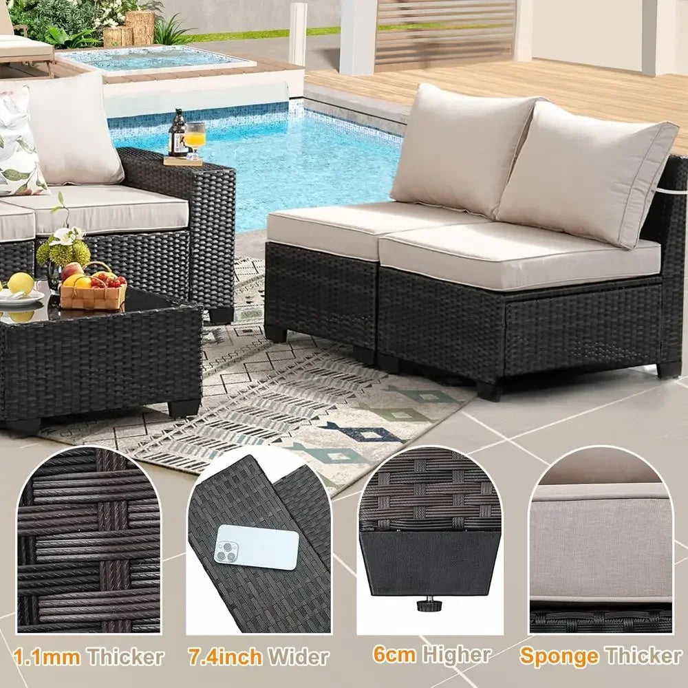 Outdoor Wicker Patio Furniture Set With Cushions And Coffee Table