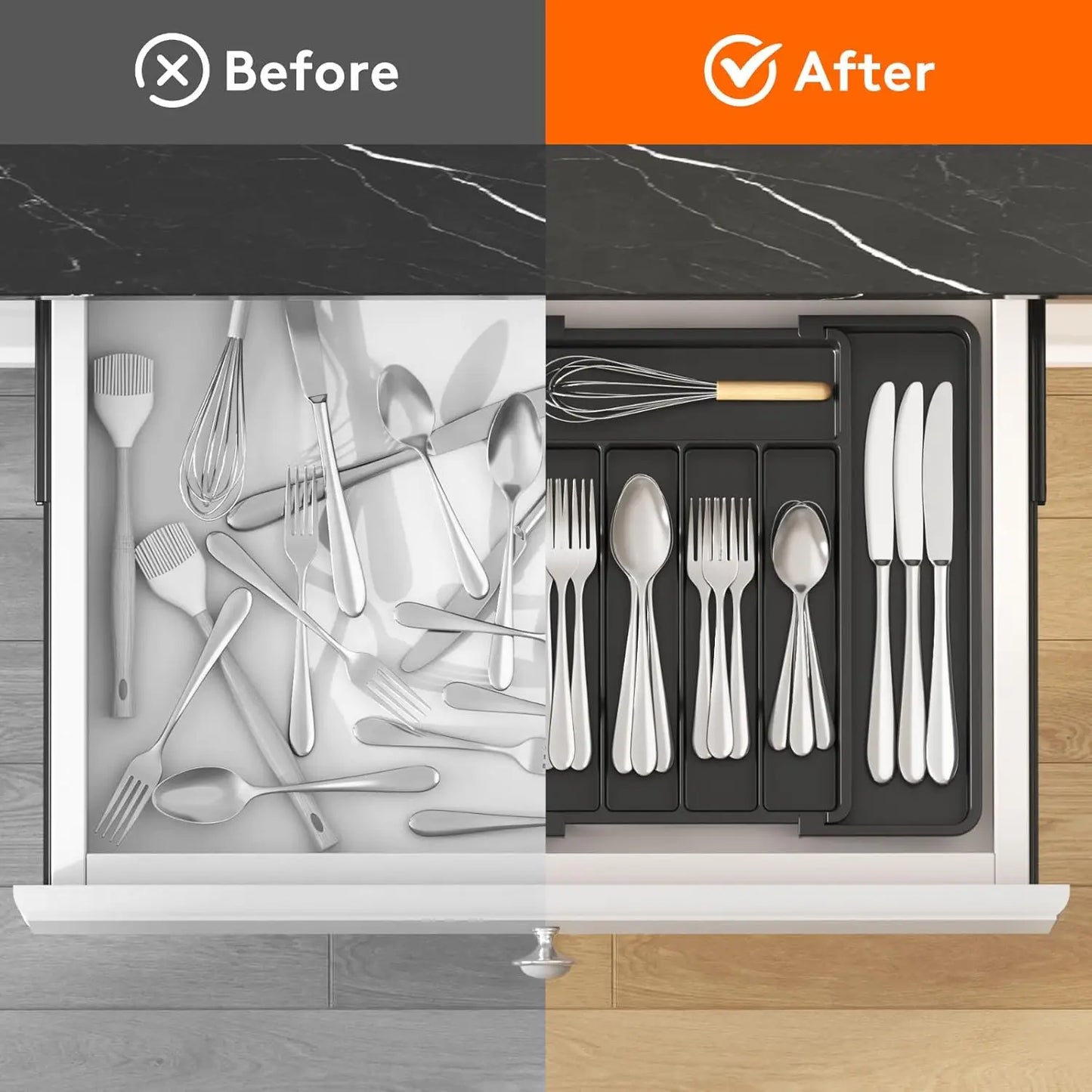 Expandable Silverware Organizer For Kitchen Drawers BPA Free