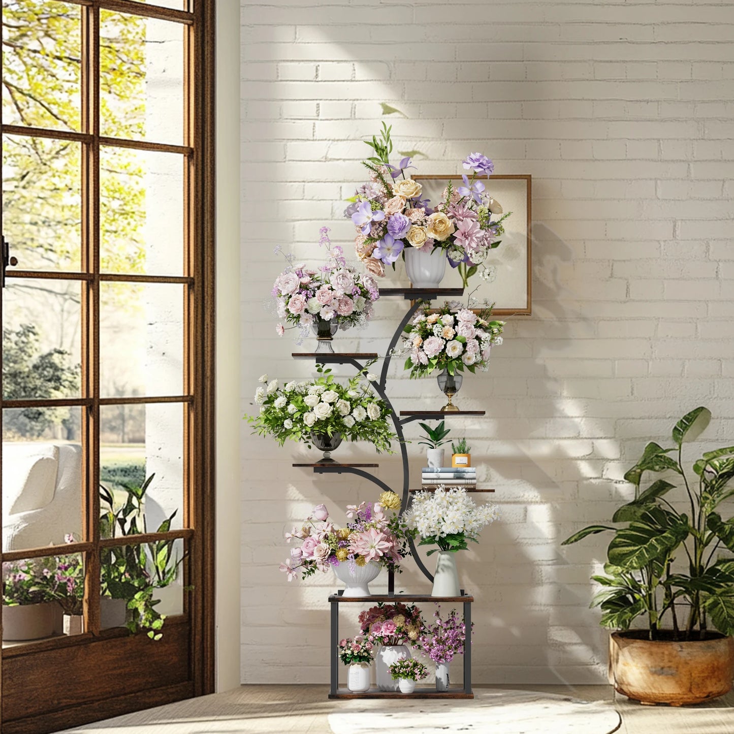 Multilayered Plant Stand Tree-Shaped Display Rack Industrial Style For Indoor