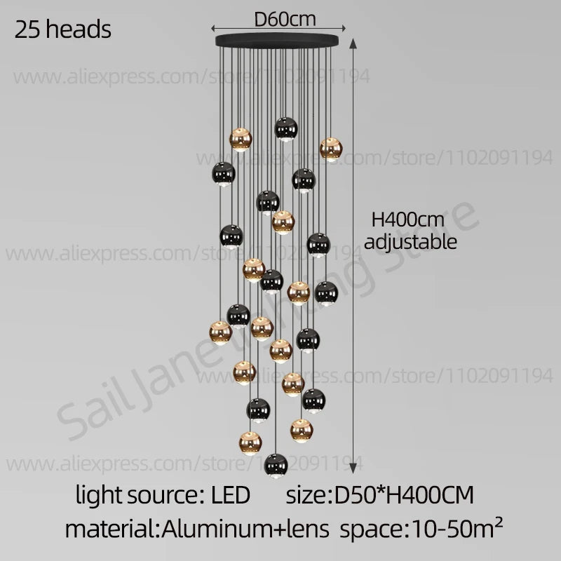 Ceiling Spherical Suspended Staircase Pendent Lamp